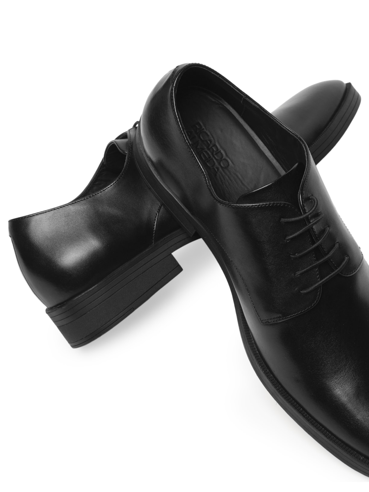 Sapato Masculino Social Derby Liso Sola Emborrachada Preto Ricardo Almeida