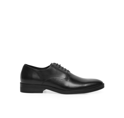 Sapato Masculino Social Derby Liso Sola Emborrachada - Preto