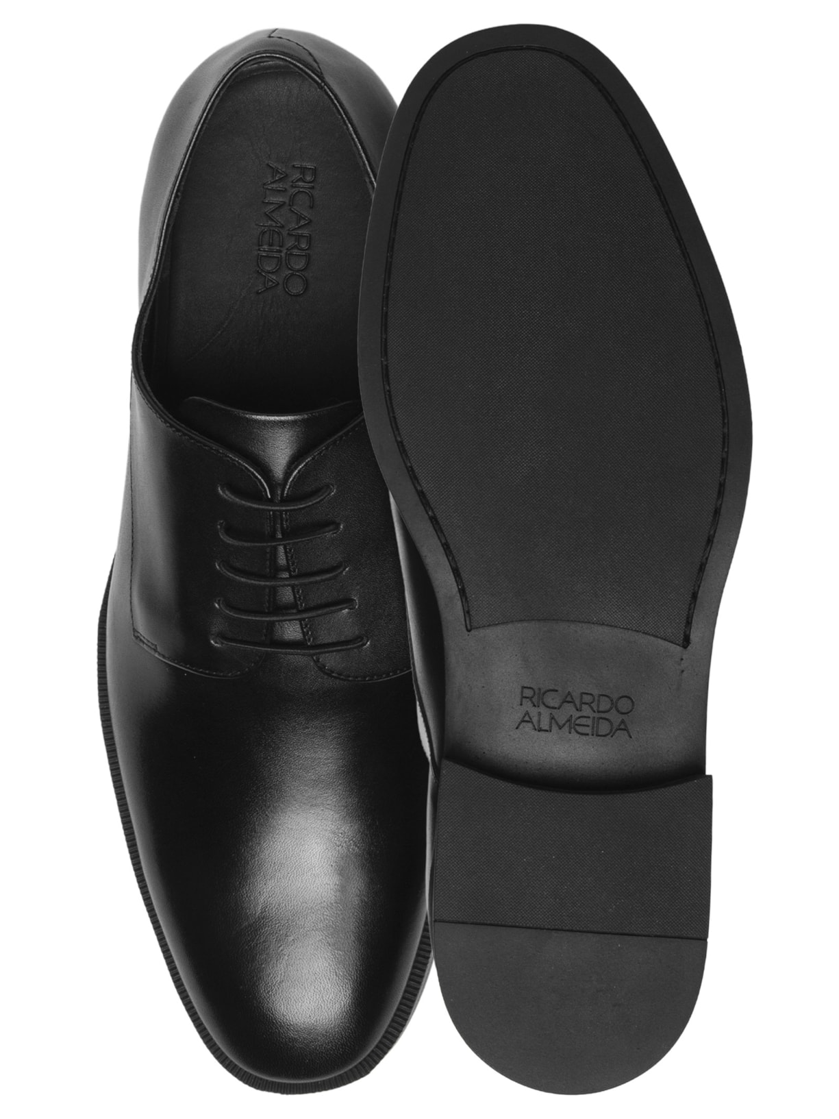 Sapato Masculino Social Derby Liso Sola Emborrachada Preto Ricardo Almeida