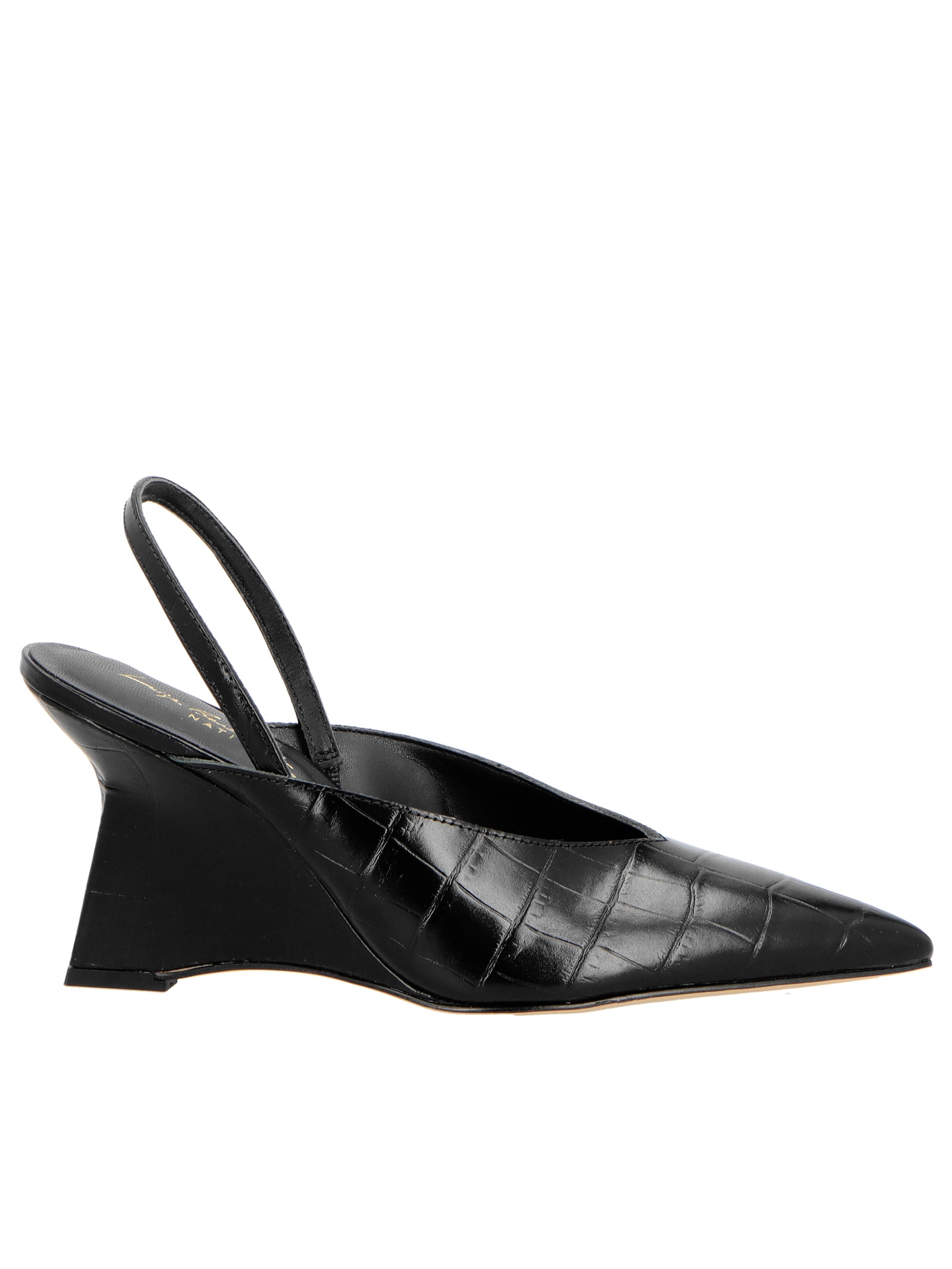 Scarpin Anabela Croco Cairo - Luiza Barcelos + Nati Vozza - Preto
