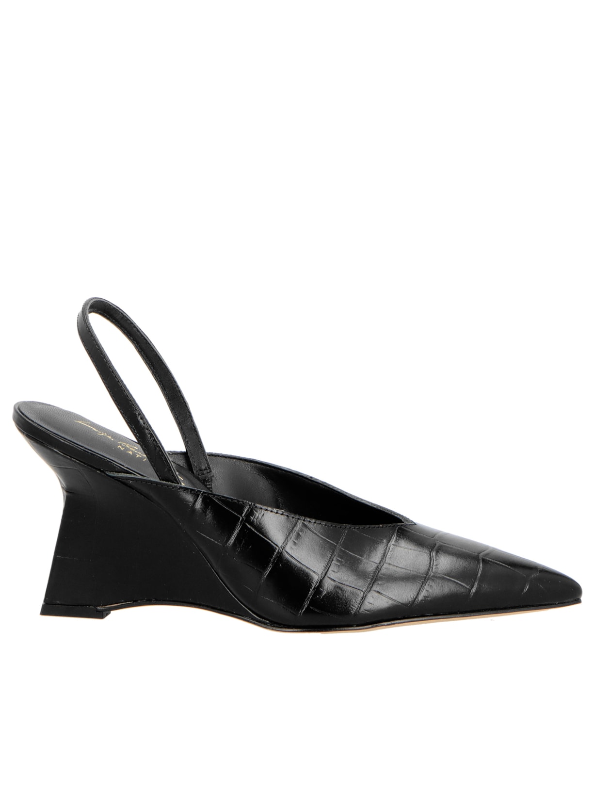 Scarpin Anabela Croco Cairo - Preto