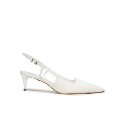 Scarpin Bico Fino Em Couro - Branco
