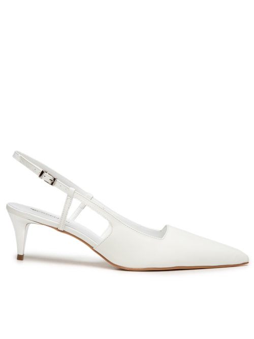Scarpin Bico Fino Em Couro - Branco