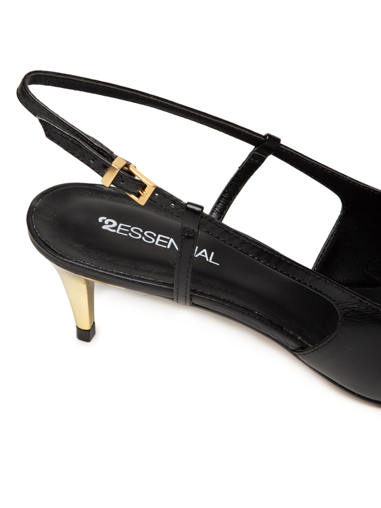 Scarpin Bico Fino Em Couro Preto '2Essential