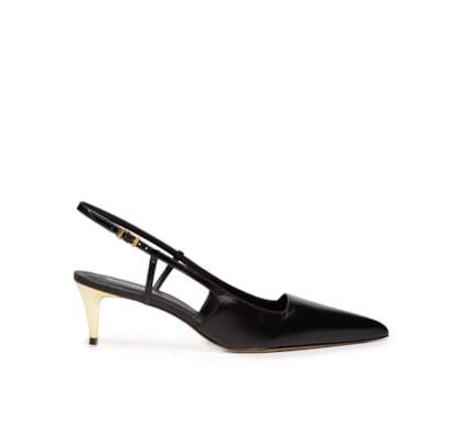 Scarpin Bico Fino Em Couro - Preto