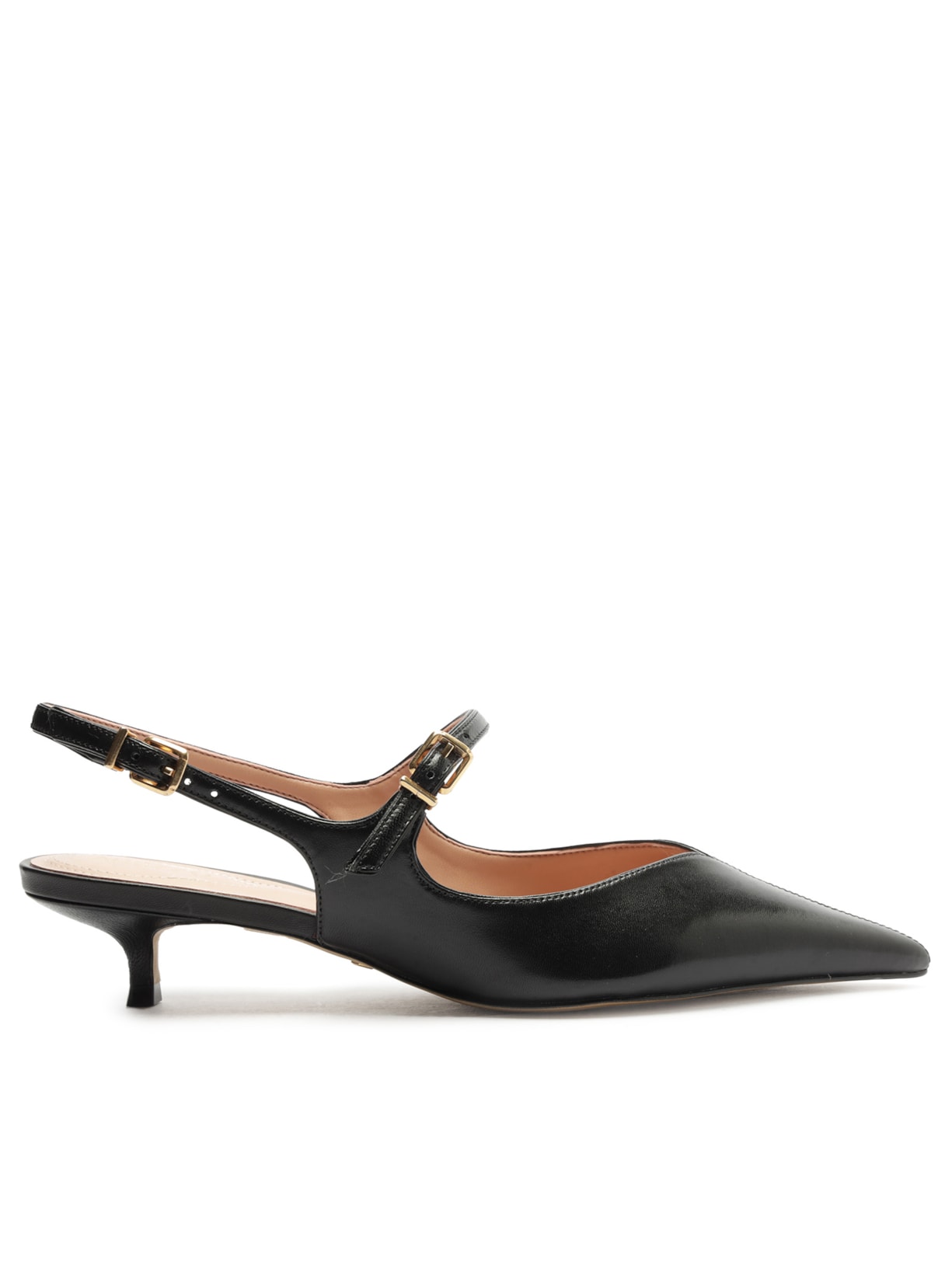 Scarpin Boneca Couro Slingback - Preto