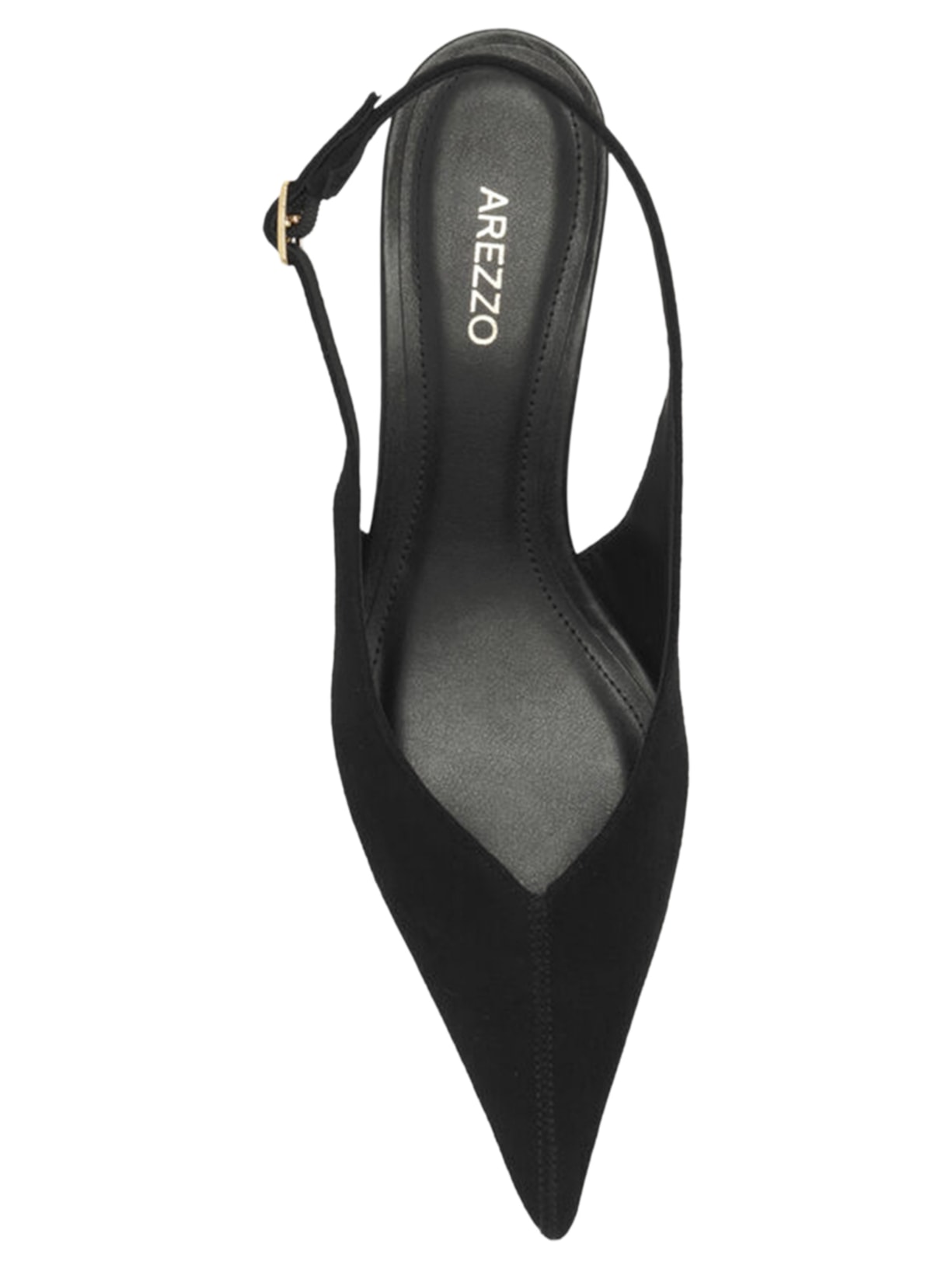 Scarpin Camurça Salto Kitten Slingback Preto Arezzo