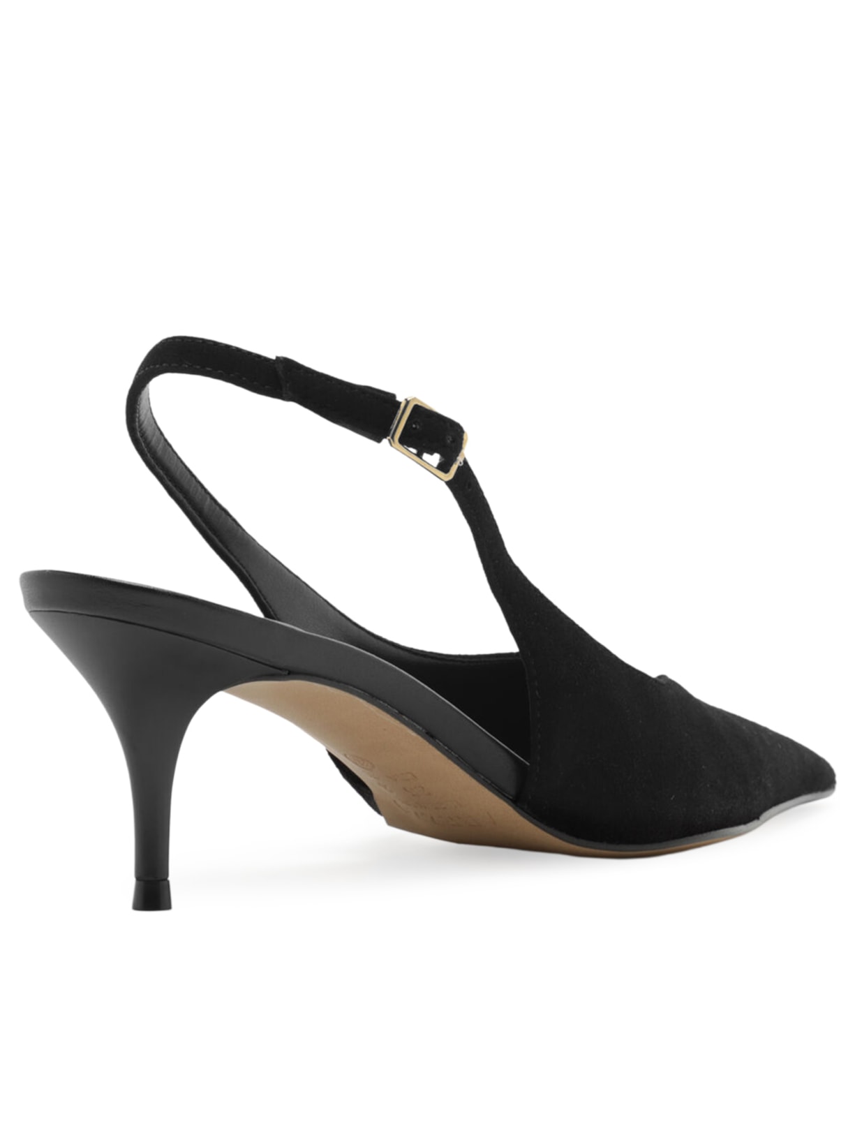 Scarpin Camurça Salto Kitten Slingback Preto Arezzo