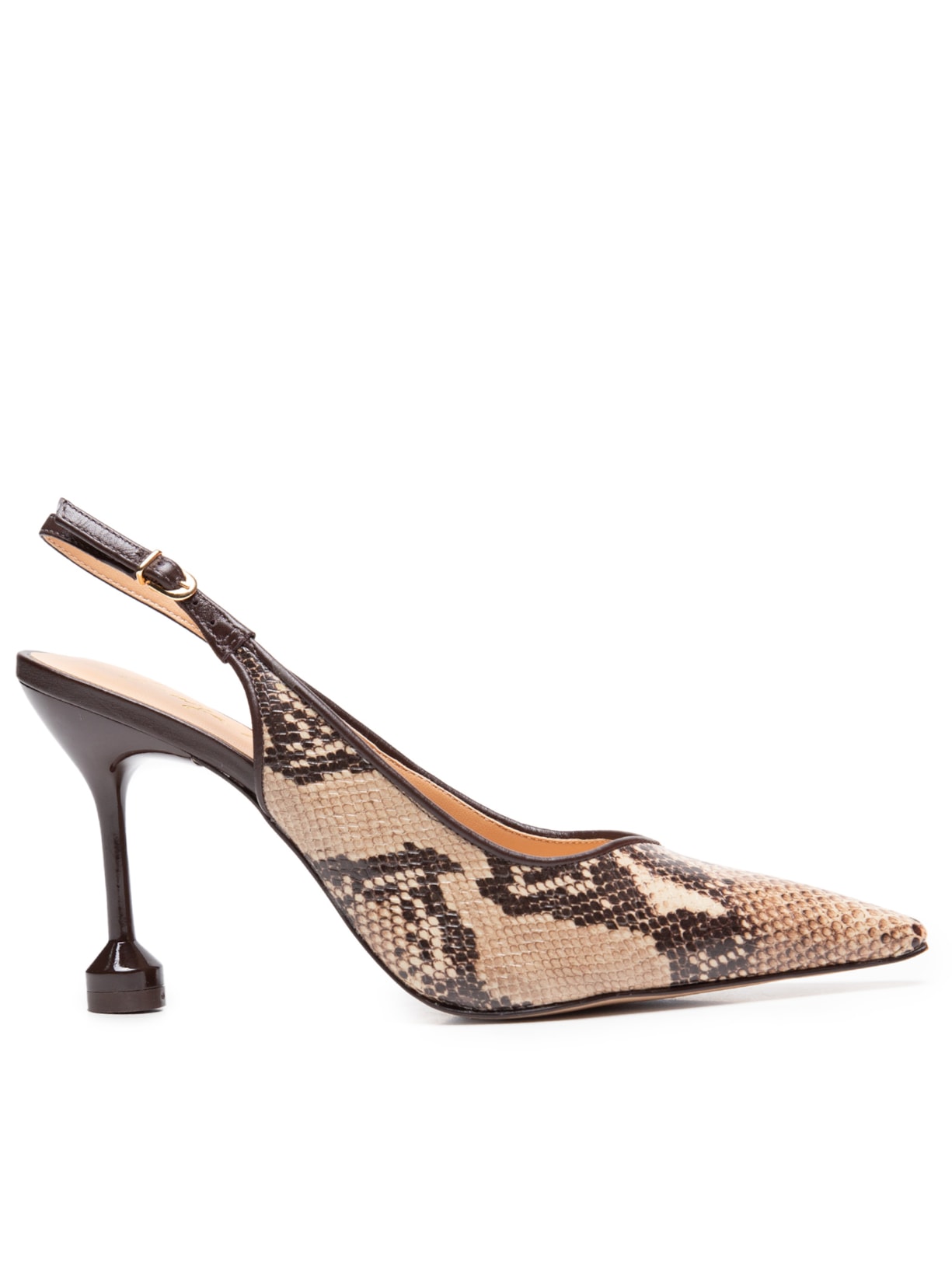 Scarpin Cobra Python Natural Grease Coffe - Animal Print