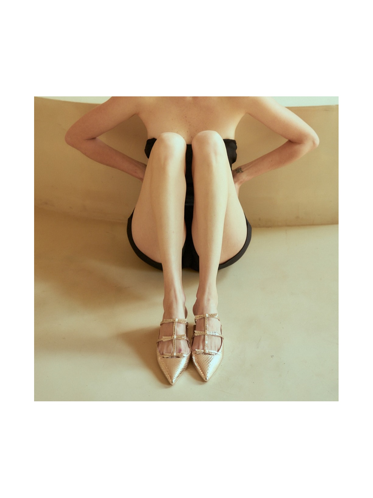 Scarpin Couro Bianca Champagne Pura