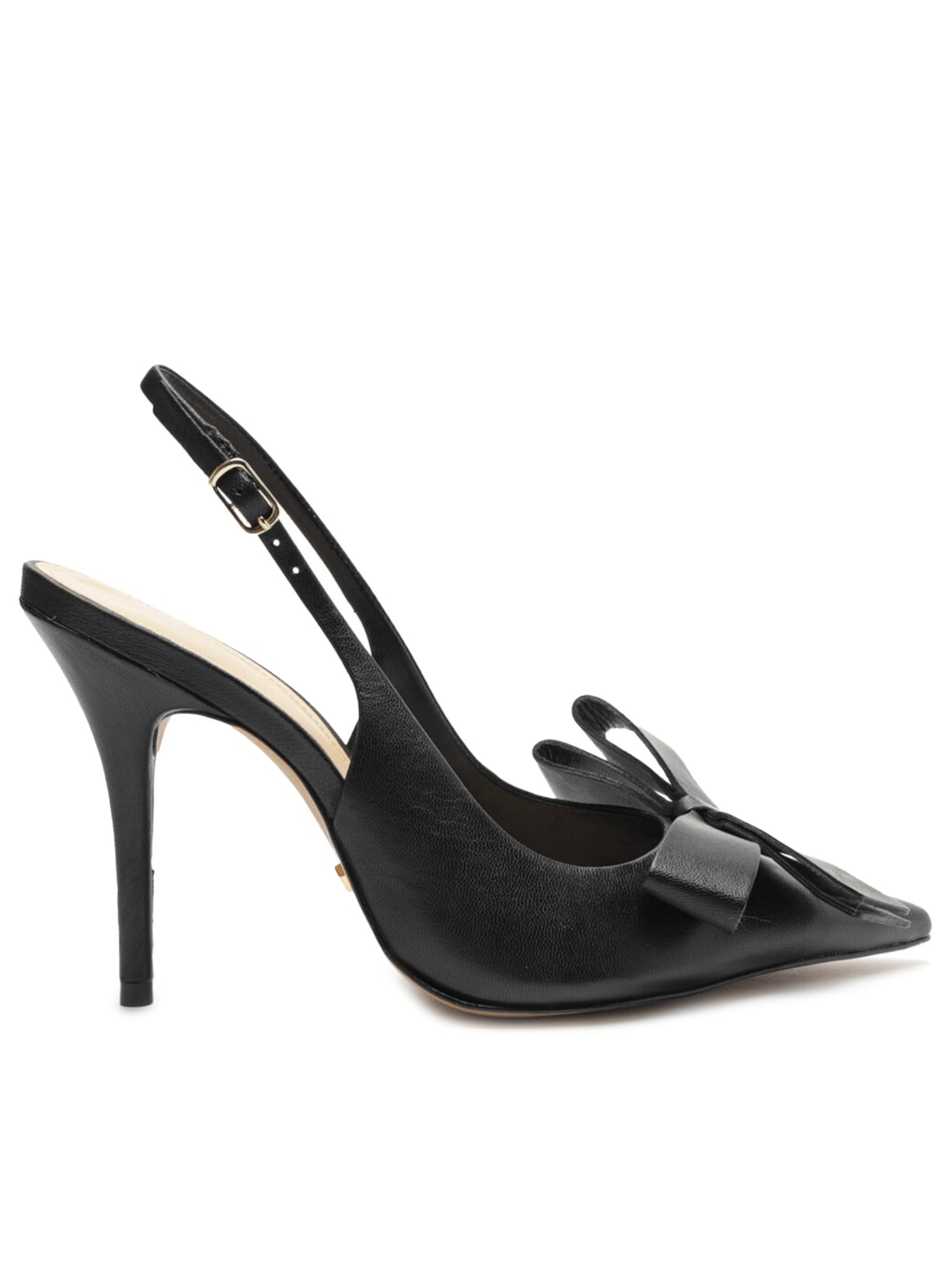 Scarpin Couro Salto Alto Laço Lateral - Preto