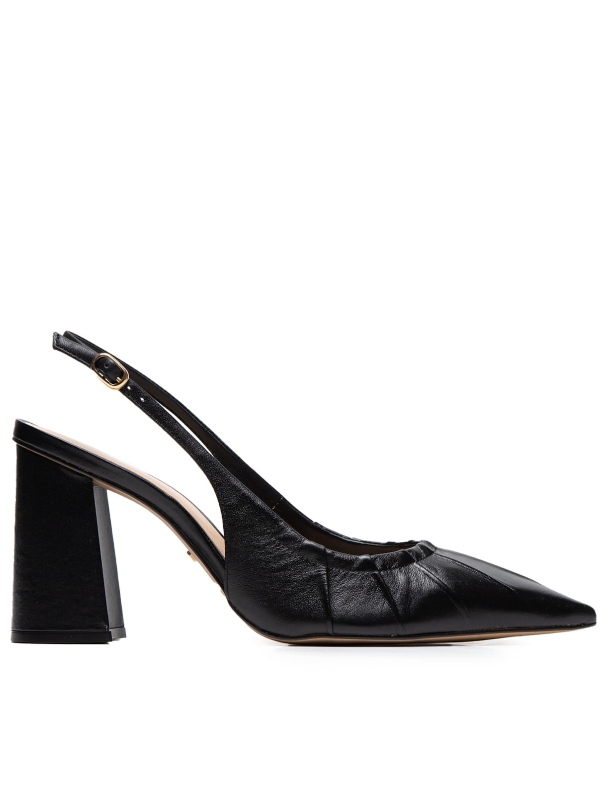 Scarpin Couro Salto Alto Slingback - Preto