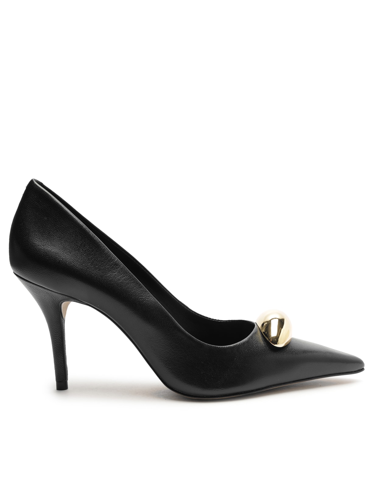 Scarpin Couro Salto Fino Metal Preto Arezzo + Silvia Braz