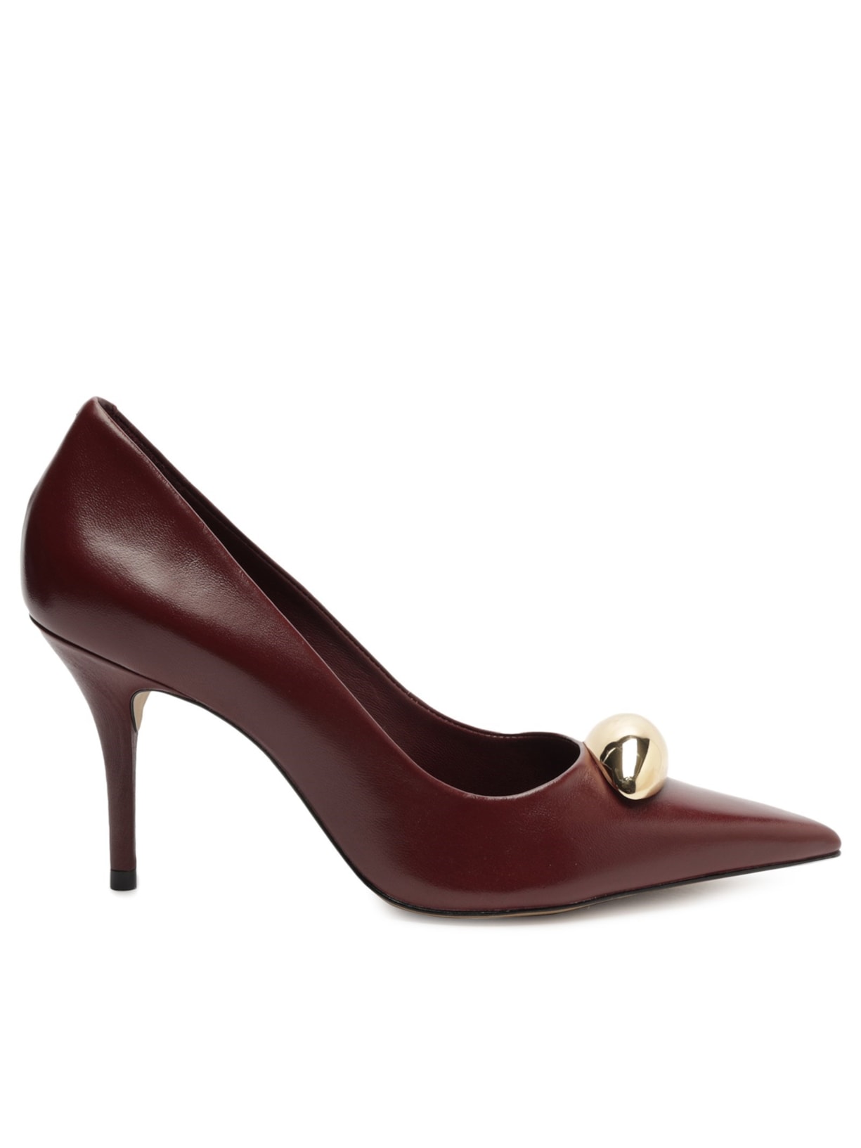 Scarpin Couro Salto Fino Metal - Vermelho