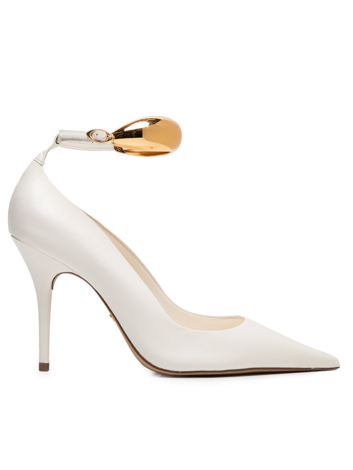 Scarpin Couro Salto Fino Tira - Off White