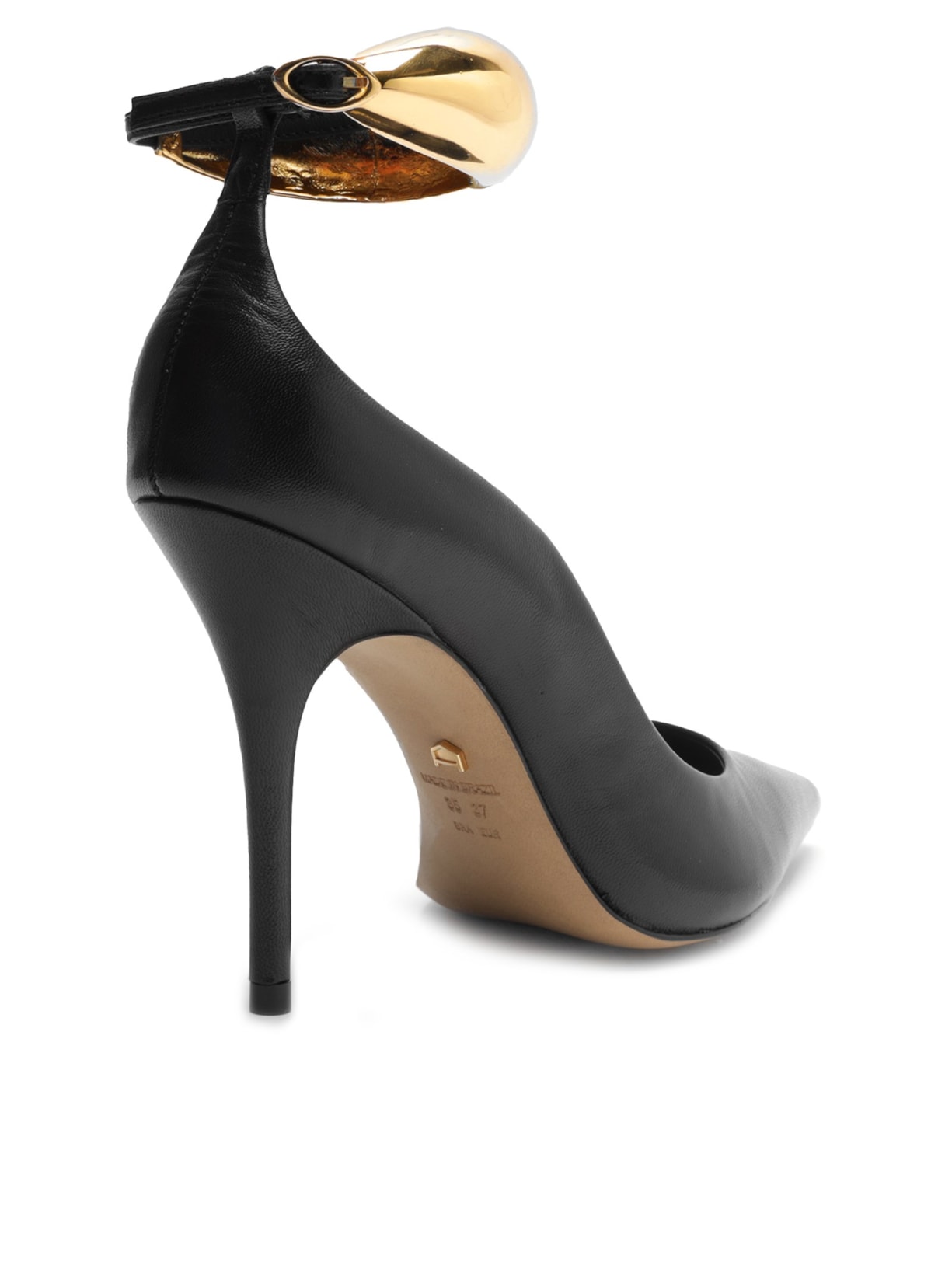 Scarpin Couro Salto Fino Tira Preto Arezzo + Silvia Braz