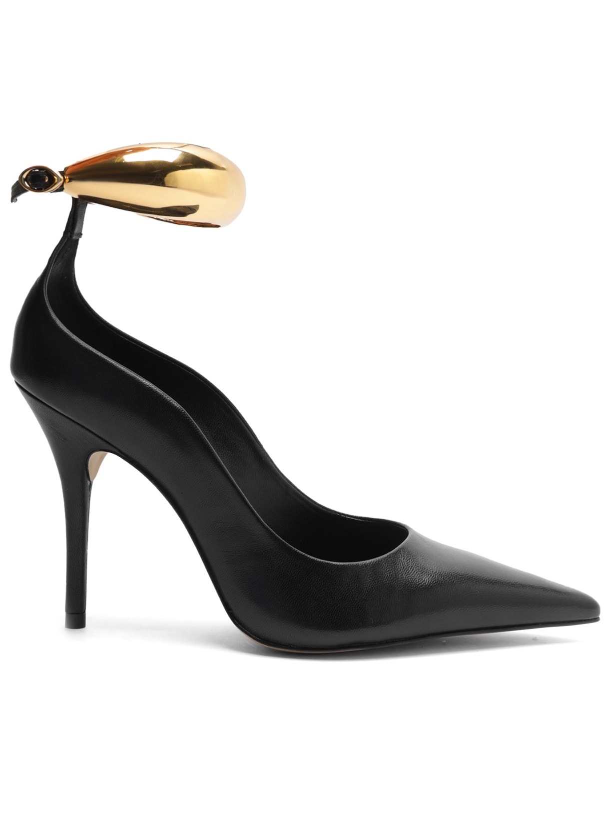 Scarpin Couro Salto Fino Tira Preto Arezzo + Silvia Braz