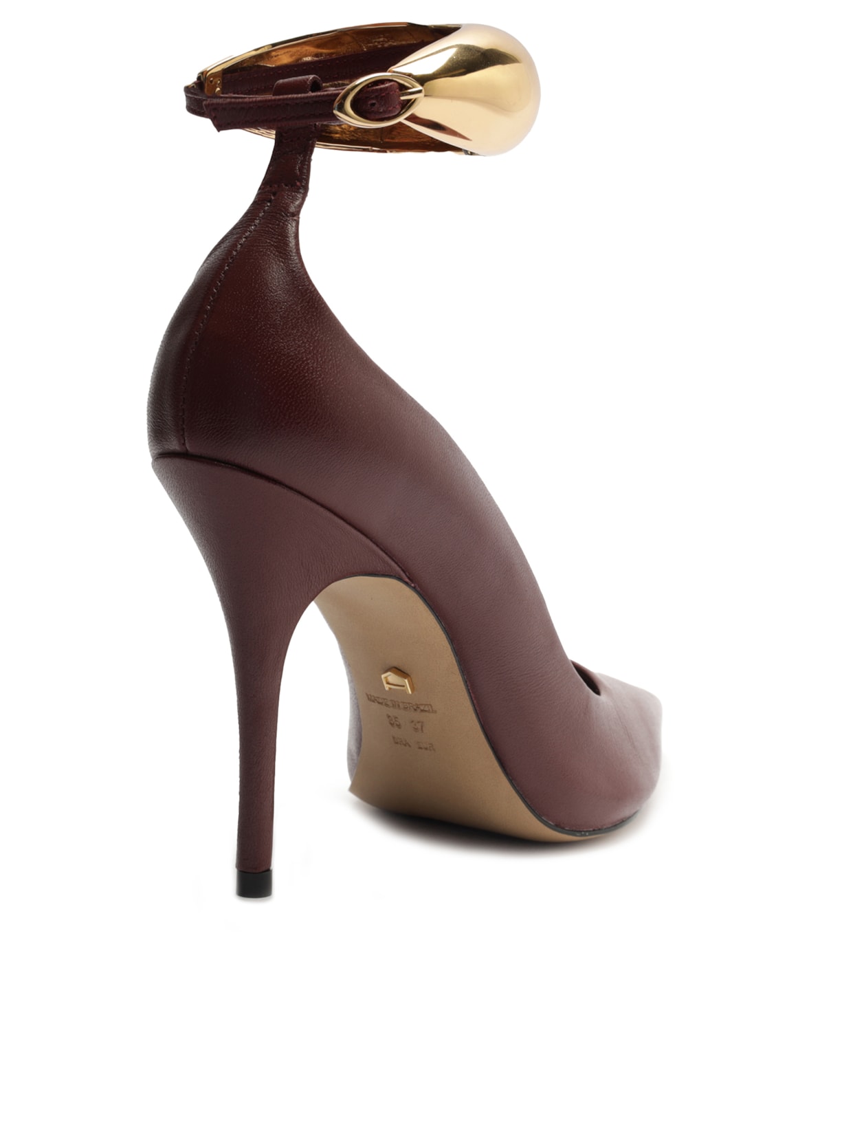 Scarpin Couro Salto Fino Tira Vinho Arezzo + Silvia Braz