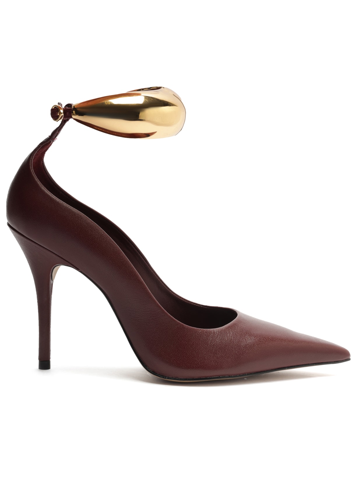 Scarpin Couro Salto Fino Tira - Vinho