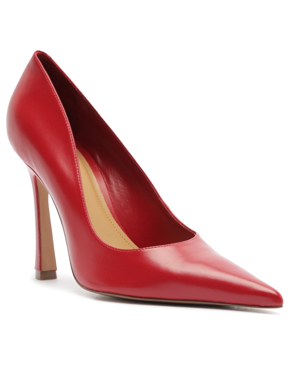 Scarpin Couro Salto Médio Bico Fino Vermelho Arezzo