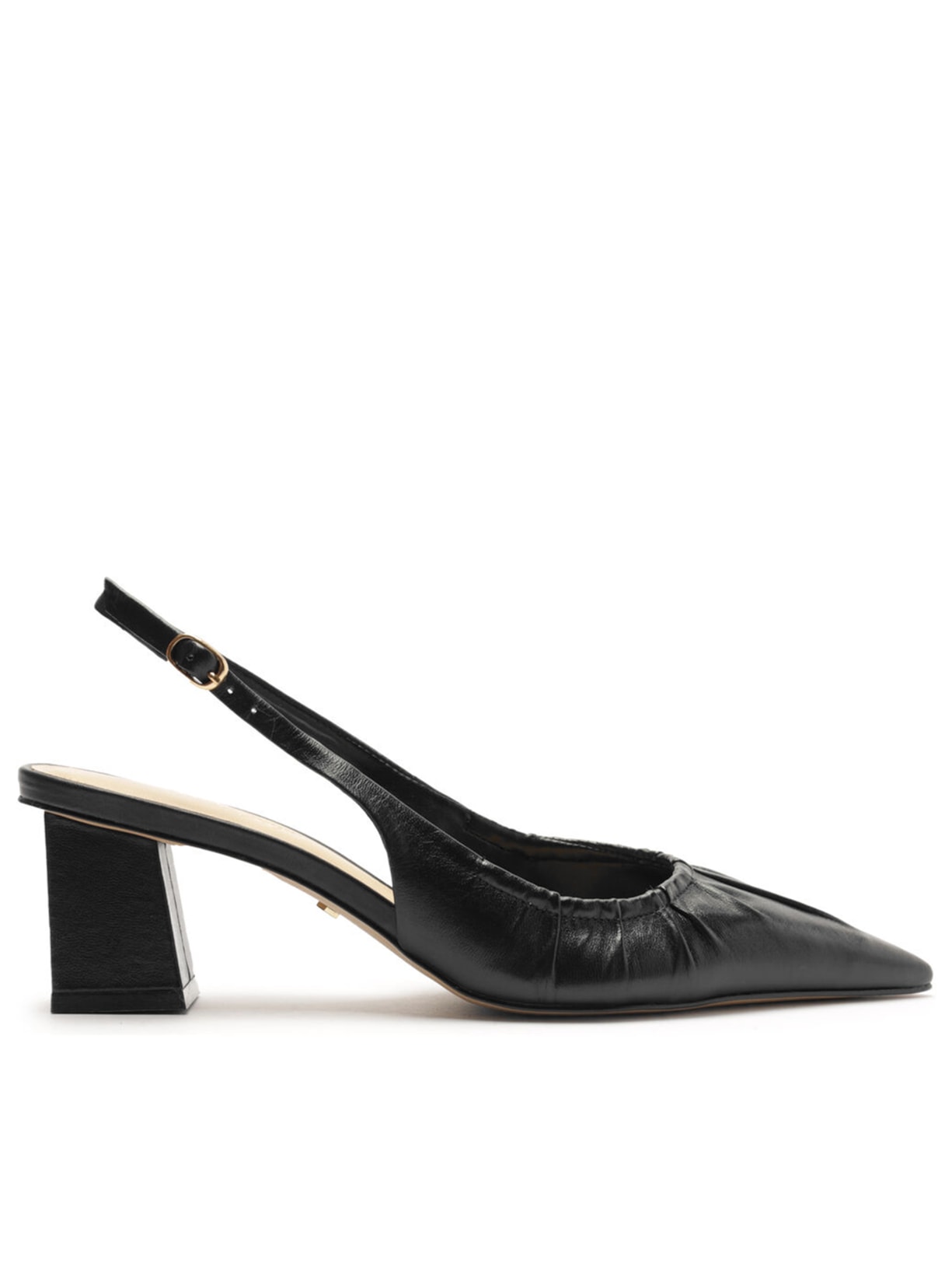 Scarpin Couro Salto Médio Slingback - Preto