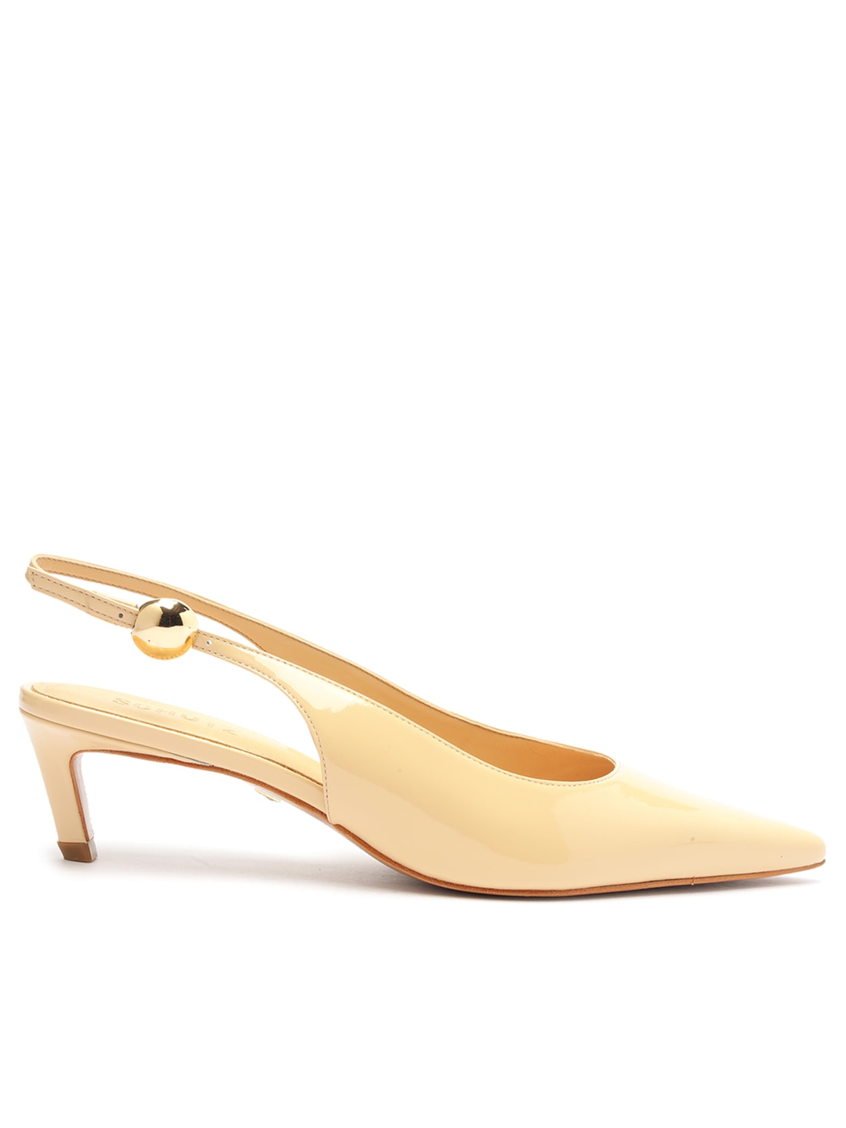 Scarpin Curve Heels Couro e Vinil - Bege
