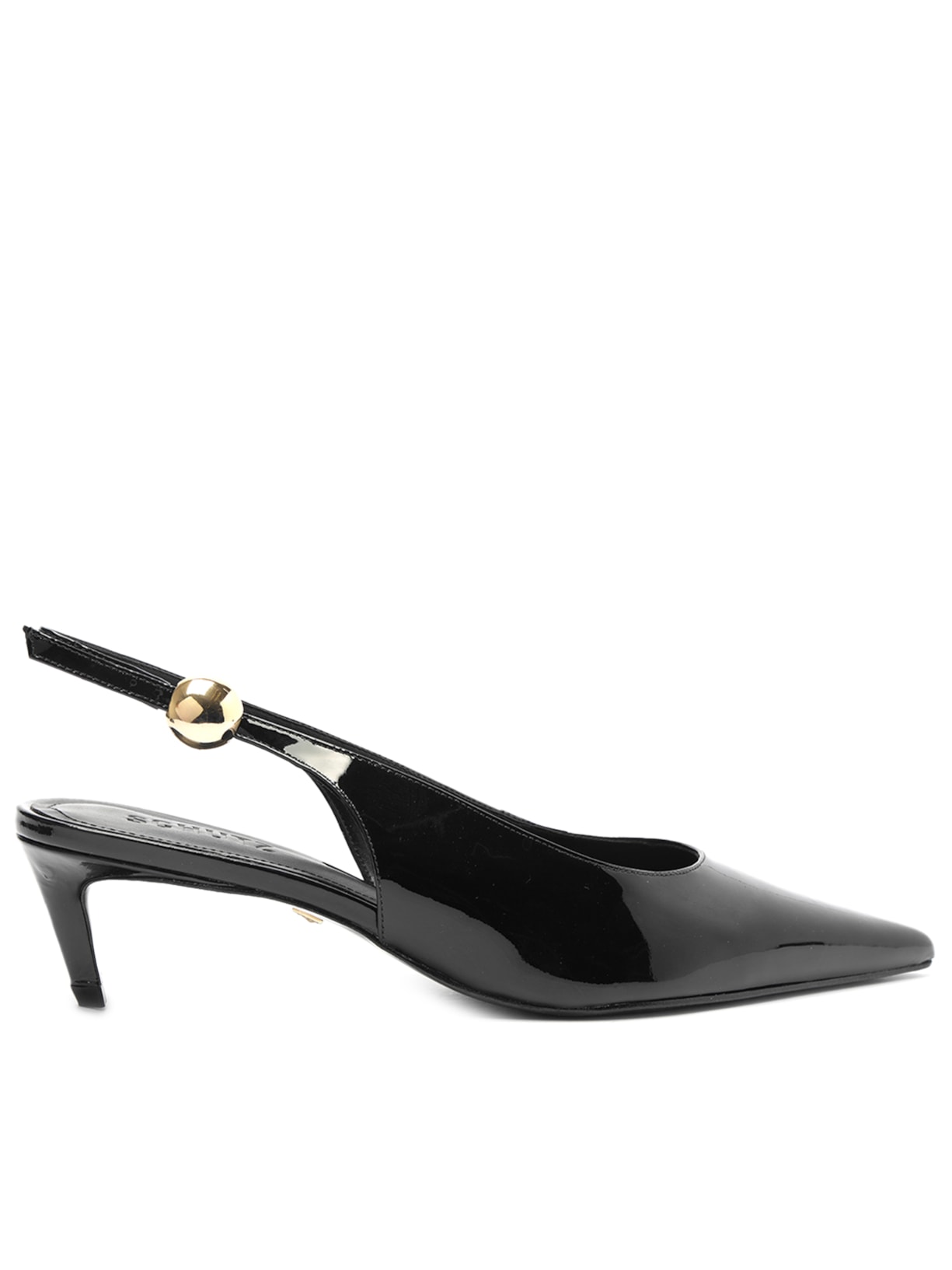 Scarpin Curve Heels Couro E Vinil - Preto