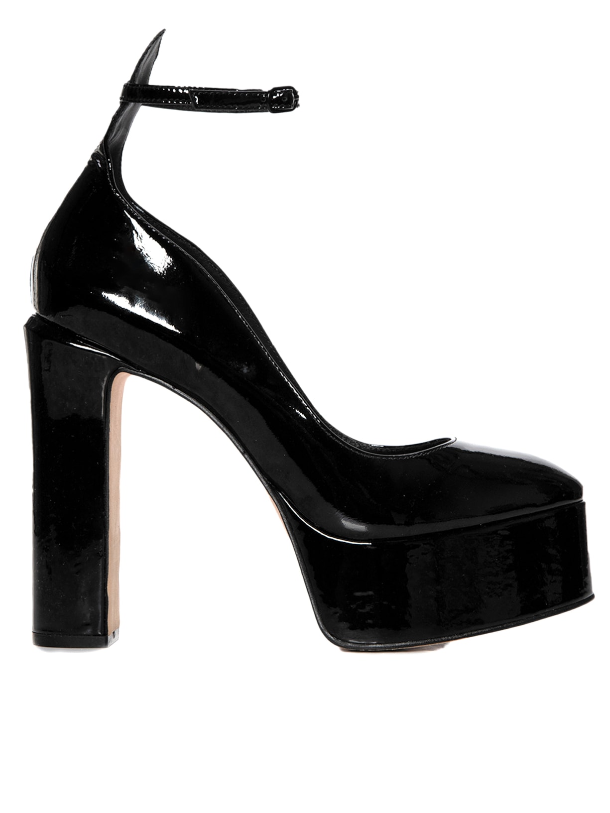 Scarpin De Couro Meia Pata Decotado - Preto