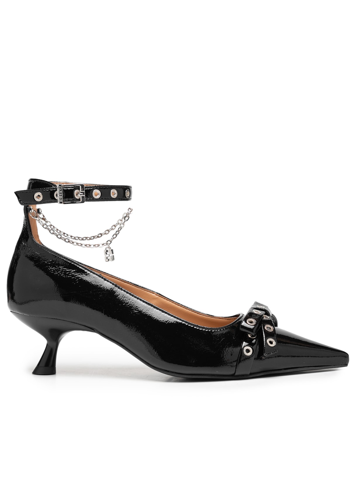 Scarpin Eyelets Jewel Kitten Heel Pump Naplack - Preto