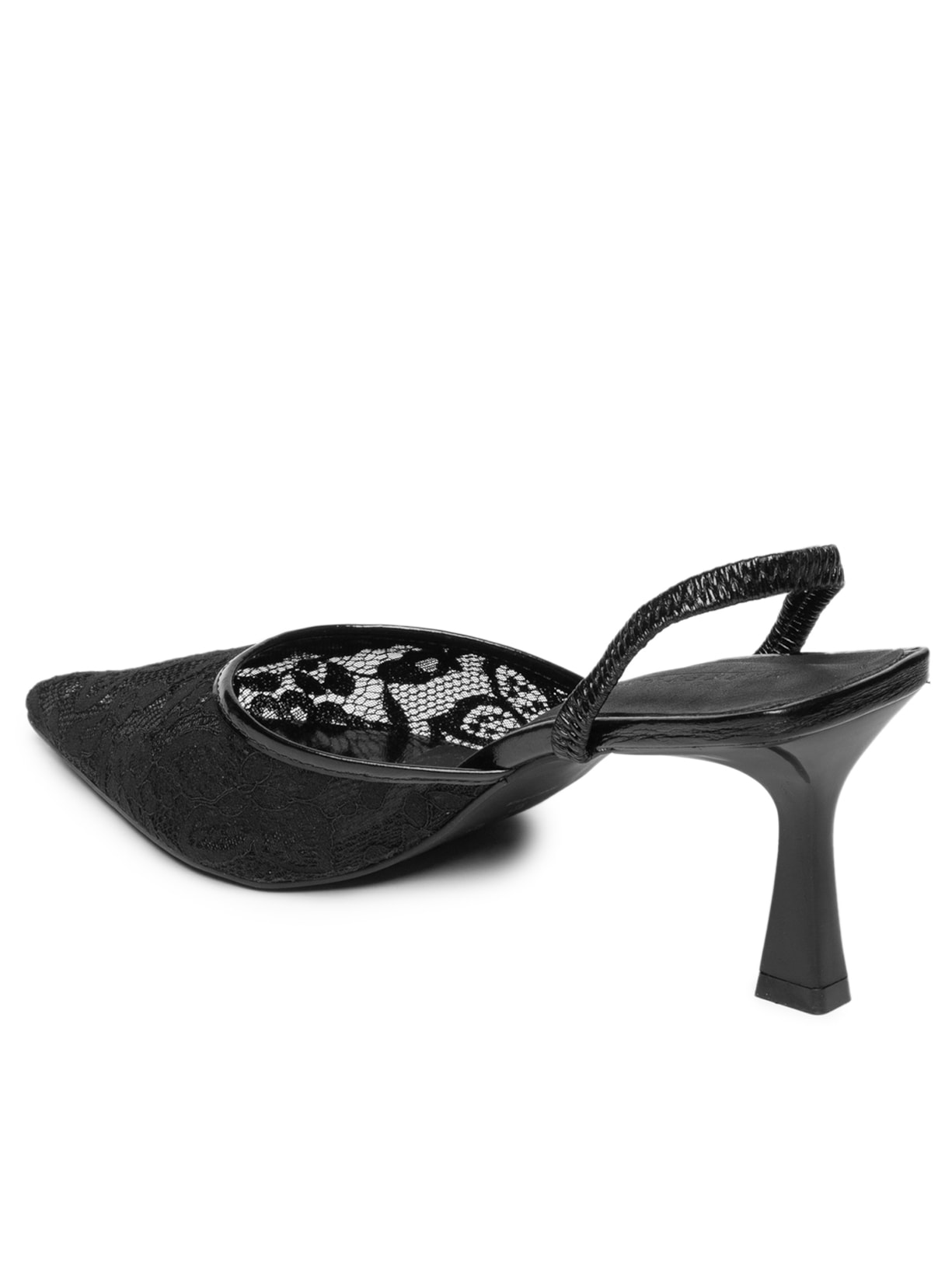 Scarpin Feminino em Couro e Renda Preto Market 33