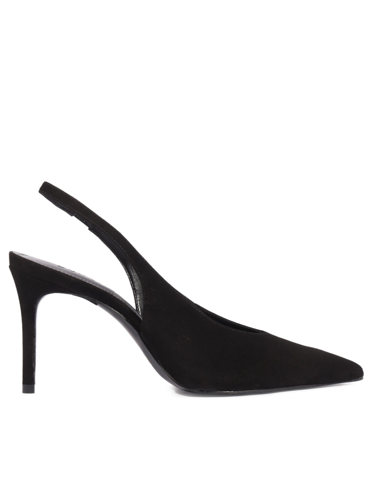 Scarpin Feminino Salto Fino Camurça - Preto