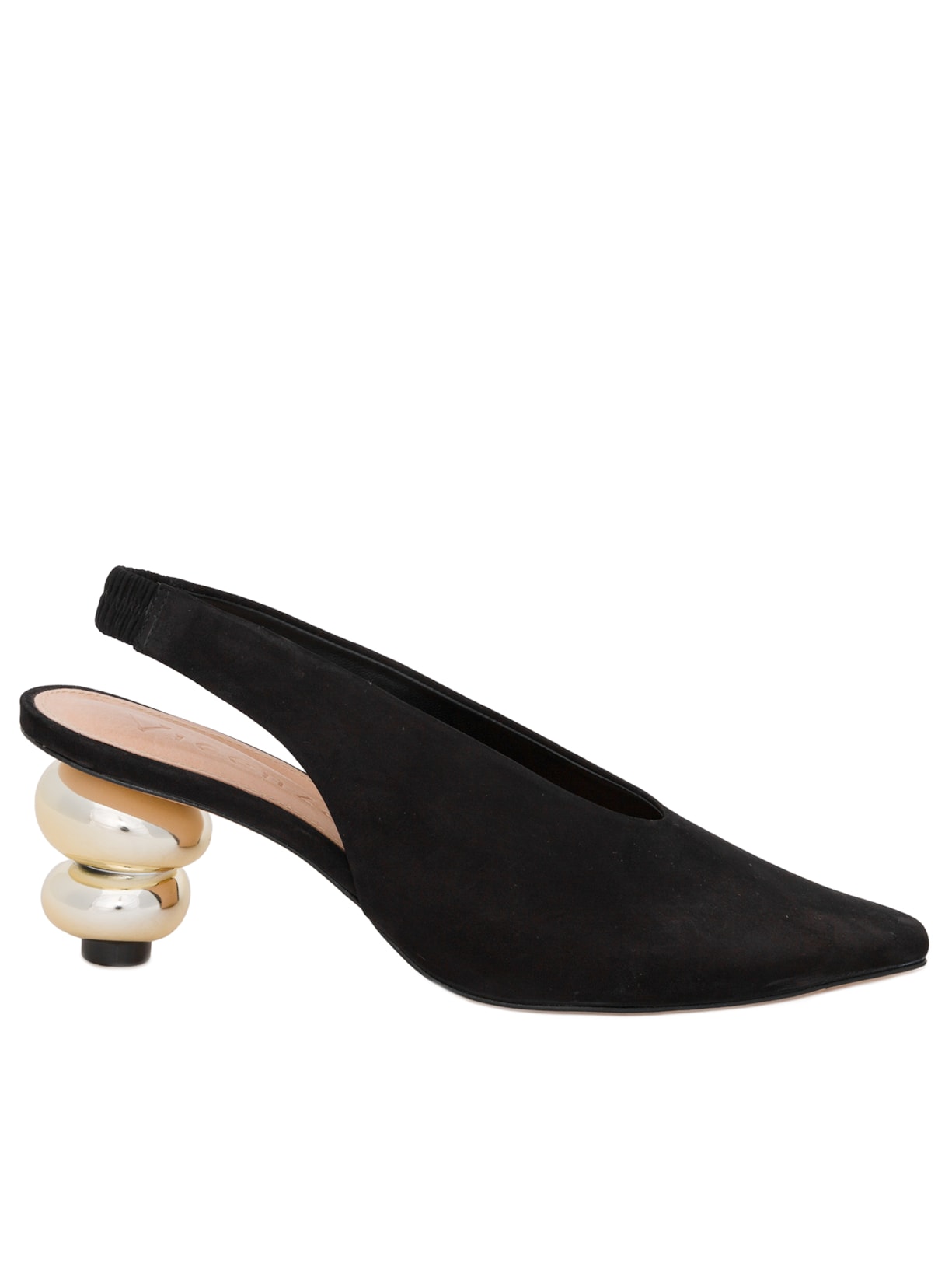 Scarpin Feminino Sling Back Salto Cromado - Preto