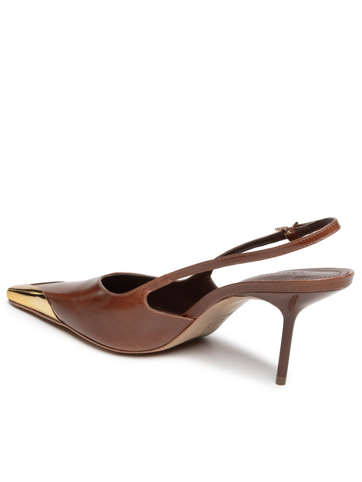 Scarpin Feminino Slingback Biqueira de Metal Marrom Schutz