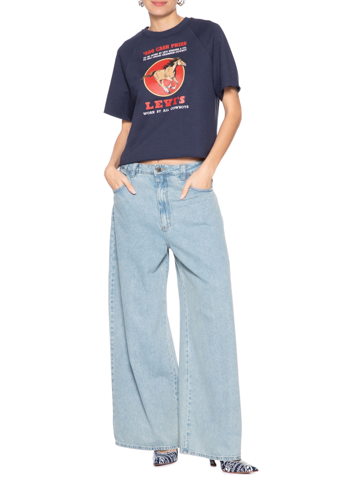 Scarpin Lexi Scarf Couro Azul Schutz + Nati Vozza