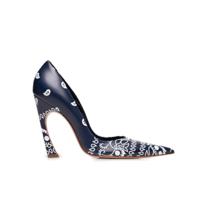 Scarpin Lexi Scarf Couro - Azul