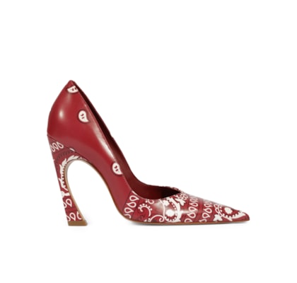 Scarpin Lexi Scarf Couro - Vermelho