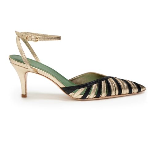 Scarpin Mel Tiras Champagne e Preto