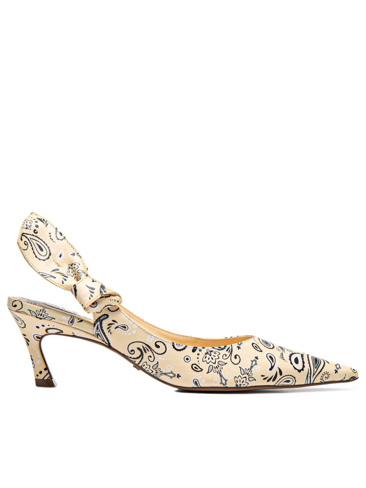 Scarpin Paisley Salto Baixo Slingback - Amarelo