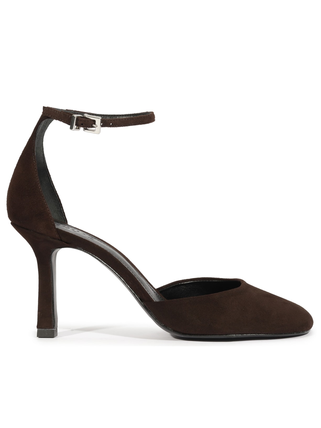 Scarpin Pump Modern Round Camurça - Marrom