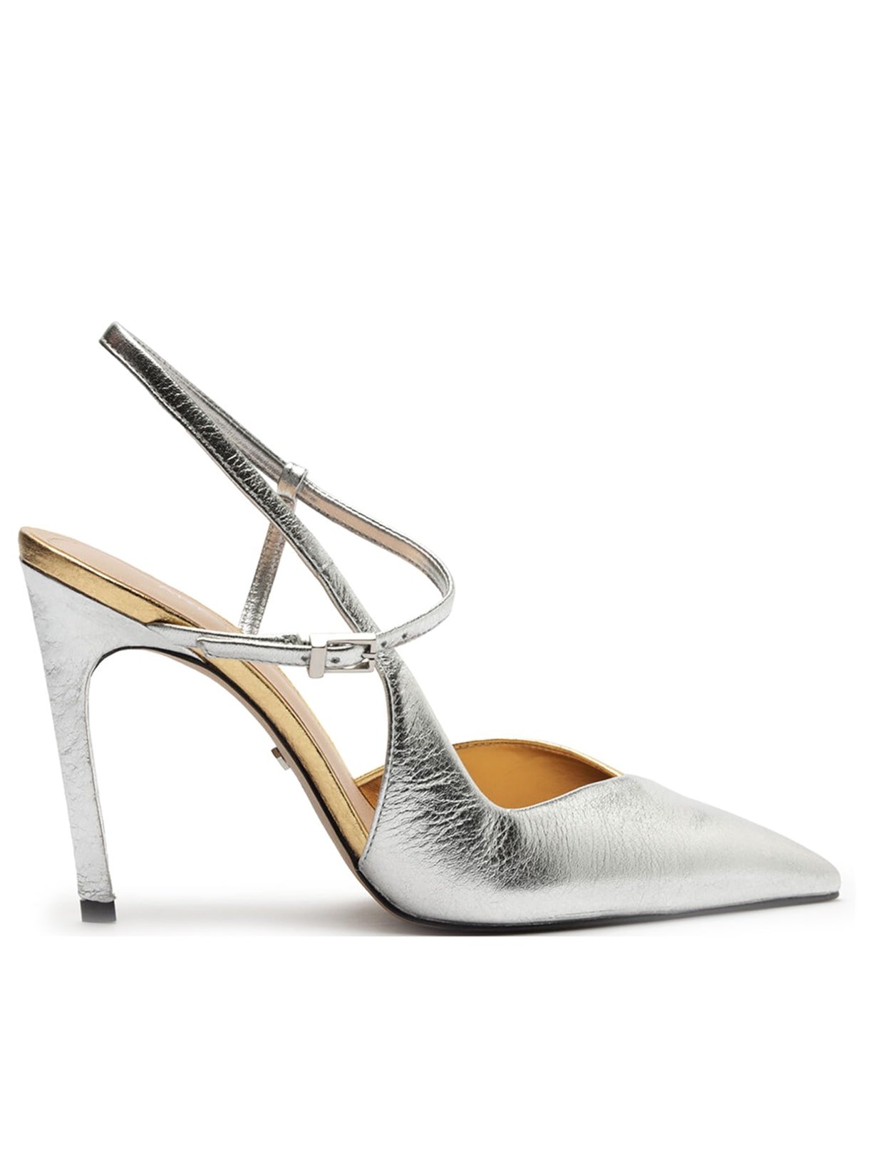 Scarpin Salto Alto Slingback Cruzado - Prata