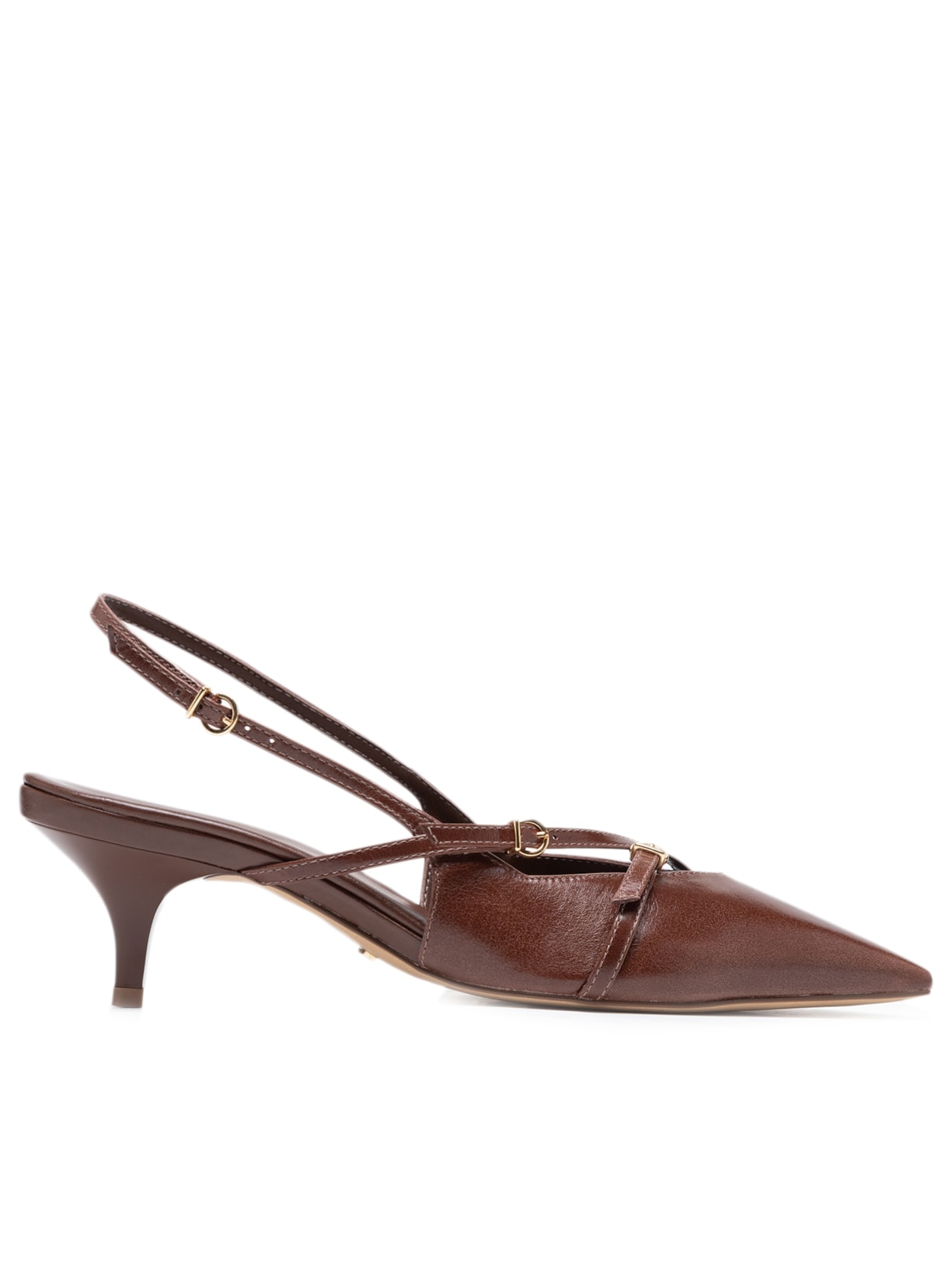 Scarpin Salto Baixo Slingback Amélia - Marrom