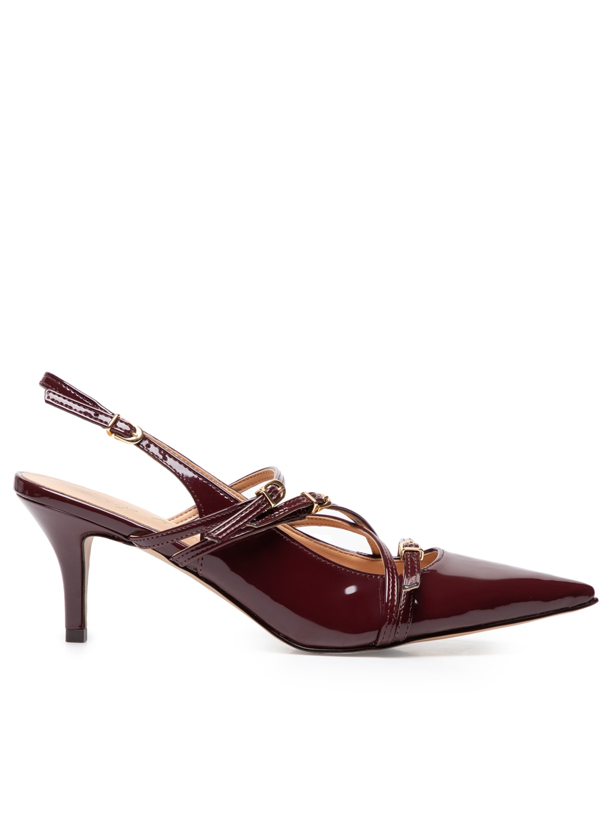 Scarpin Salto Baixo Slingback Fivelas - Vinho