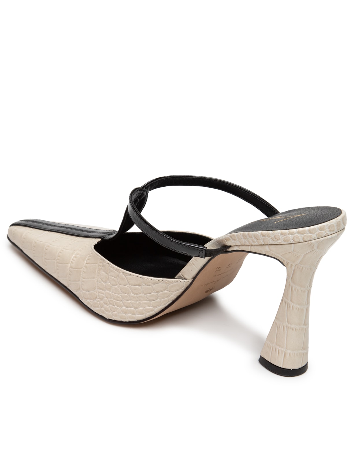 Scarpin Salto Fino Alto Croco Dacar Verniz Show Branco Luiza Barcelos