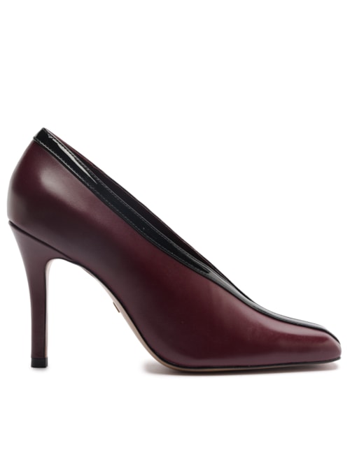 Scarpin Salto Fino Cap Toe - Marrom