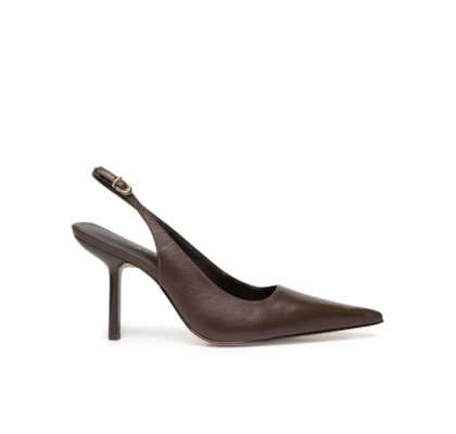 Scarpin Salto Fino Grease - Marrom
