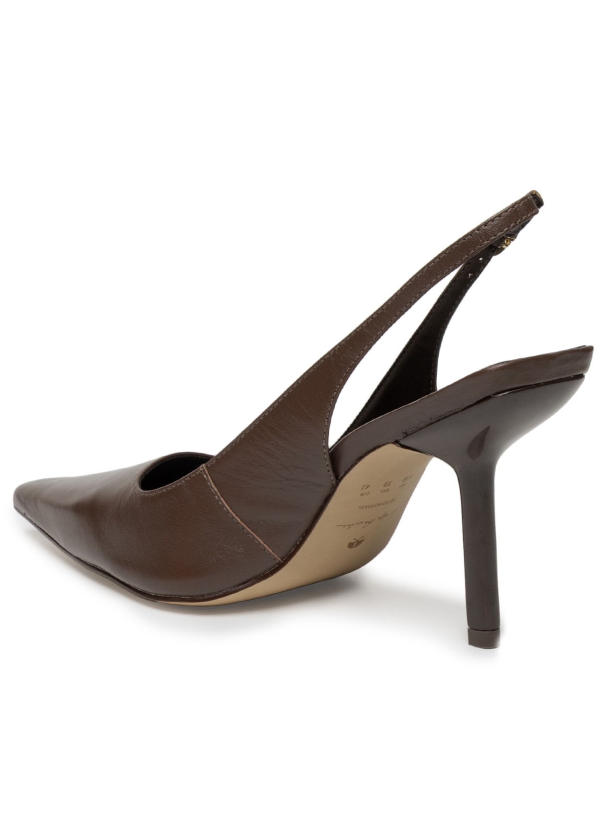 Scarpin Salto Fino Grease Marrom Luiza Barcelos