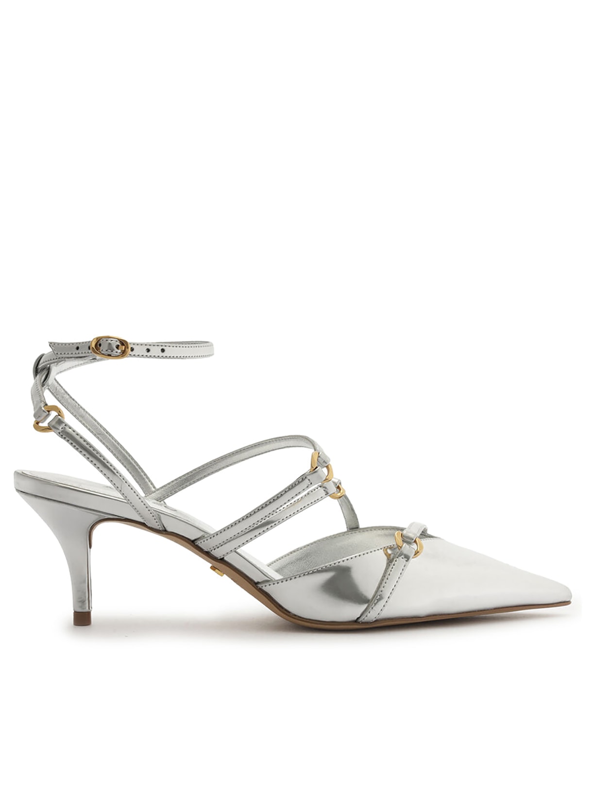 Scarpin Salto Kitten Tiras - Prata