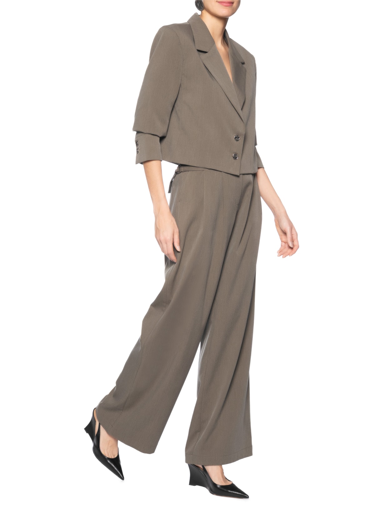 Scarpin Slingback Anabela Couro Salto Alto Preto Arezzo