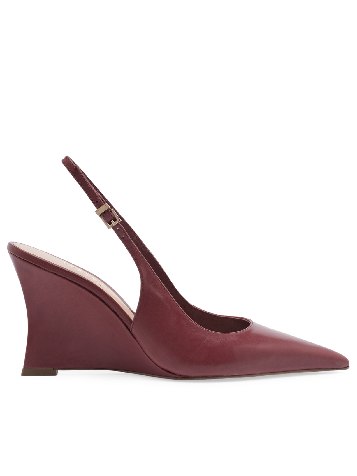 Scarpin Slingback Anabela Couro Salto Alto - Vinho