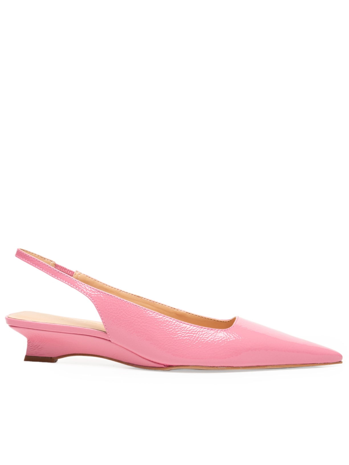 Scarpin Slingback Anabela Em Couro Verniz - Rosa